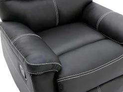 Sofá De 3 Lugares E Poltrona Relax Em Pele Sintética Cor Preto - Canby