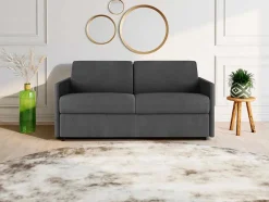 Sofá De 3 Lugares Rapidamente Convertivel Em Cama Em Tecido Cinzento - Cama De 140 Cm E Colchão De 22 Cm - Calife