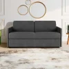 Sofá De 3 Lugares Rapidamente Convertivel Em Cama Em Tecido Cinzento - Cama De 140 Cm E Colchão De 18 Cm - Calife