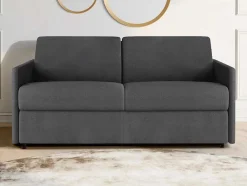 Sofá De 3 Lugares Rapidamente Convertivel Em Cama Em Tecido Cinzento - Cama De 140 Cm E Colchão De 18 Cm - Calife