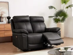 Sofá De 2 Lugares Relax Eletrico Em Pele Castanho - Isiris
