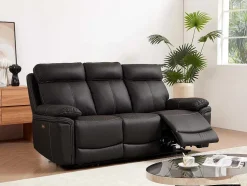 Sofá De 3 Lugares Relax Eletrico Em Pele Castanho - Isiris