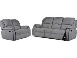 Sofá De 3+2 Lugares Relax Em Microfibra Cinzento - Hernani
