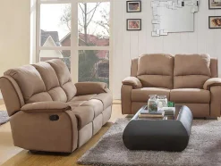 Sofá De 3+2 Lugares Relax Em Microfibra Taupe - Hernani