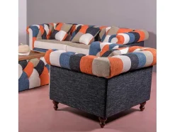 Sofá De 1 Lugar Estofado Em Patchwork - Chesterfield - Retalhos