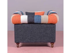 Sofá De 1 Lugar Estofado Em Patchwork - Chesterfield - Retalhos