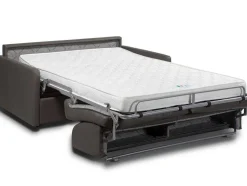 Sofá 4 Lugares Convertivel Em Cama Expresso Em Pele Sintética Cinzento - Cama De 160 Cm - Calife