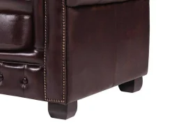 Sofá 4 Lugares 100% Pele Vermelho Estilo Chesterfield - Brenton