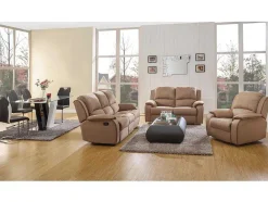 Sofá 3 Lugares Relax Em Microfibra Taupe - Hernani