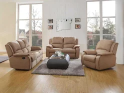 Sofá 3 Lugares Relax Em Microfibra Taupe - Hernani