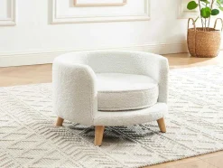 Sofá Para Animais Em Tecido Boucle E Pés De Madeira D.56 X A.35 Cm Branco - Misia