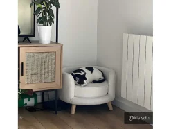 Sofá Para Animais Em Tecido Boucle E Pés De Madeira D.56 X A.35 Cm Branco - Misia