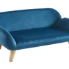 Sofá Para Animais Em Veludo E Pés Em Madeira C.72 X L.44 Cm Azul - Zolia
