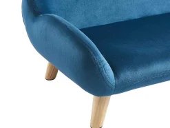 Sofá Para Animais Em Veludo E Pés Em Madeira C.72 X L.44 Cm Azul - Zolia