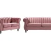 Sofás Chesterfield 3 Lugares E 2 Lugares Veludo Cor-De-Rosa Vintage - Trumbo