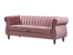 Sofás Chesterfield 3 Lugares E 2 Lugares Veludo Cor-De-Rosa Vintage - Trumbo