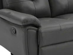 Sofás De 3 Lugares E De 2 Lugares Articulados Em Pele Cinzento - Vineta