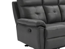 Sofás De 3 Lugares E De 2 Lugares Articulados Em Pele Cinzento - Vineta