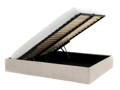 Sommier Com Espaco De Arrumação 140 X 190 Cm Em Veludo Canelado Bege - Pontos Da Ysmee