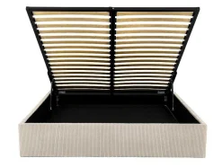 Sommier Com Espaco De Arrumação 140 X 190 Cm Em Veludo Canelado Bege - Pontos Da Ysmee