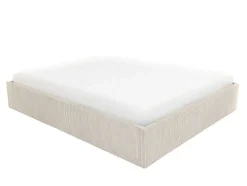 Sommier Com Espaco De Arrumação 140 X 190 Cm Em Veludo Canelado Bege - Pontos Da Ysmee
