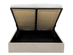 Sommier Com Espaco De Arrumação 140 X 190 Cm Em Veludo Canelado Bege - Pontos Da Ysmee
