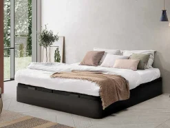 Sommier Com Espaco De Arrumação Hestia Da Ysmee Cor Preto Mate De 180 X 200 Cm