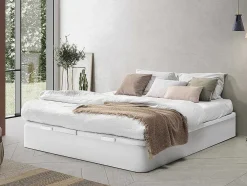 Sommier Com Espaco De Arrumação Hestia Da Ysmee Cor Branco Mate De 180 X 200 Cm