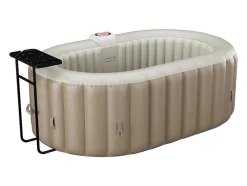 Spa Insuflável Oval 2 Lugares C190 X L120 X A65 Cm, 90 Jatos De Ar, Taupe E Bege - B-Lucky