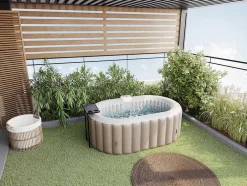 Spa Insuflável Oval 2 Lugares C190 X L120 X A65 Cm, 90 Jatos De Ar, Taupe E Bege - B-Lucky