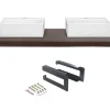 Suporte Suspenso Em Teca Escura Com Esquadros De Fixacao Pretos E Lavatório Duplo De 120 X 50 Cm - Sukawati