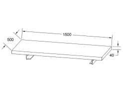 Suporte Suspenso Em Teca Escura Com Esquadros De Fixacao Pretos E Lavatório Duplo De 150 X 50 Cm - Sukawati