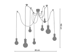 Suspensao Tosel Krake Tecido Quadrado Cinza D17 X H80 Cm