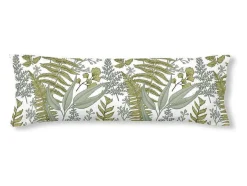 Taie D'Oreiller 100% Coton 1 Piece Blanc A Feuilles Vertes 45X110