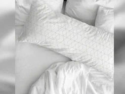 Taie D'Oreiller 100% Coton 1 Piece Blanc A Rayures Vertes 45X125