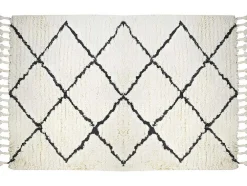 Tapete As Riscas 100% La - 120X170 Cm Bege E Preto Marcus
