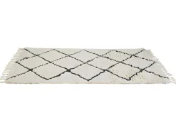 Tapete As Riscas 100% La - 160X230 Cm Bege E Preto Marcus