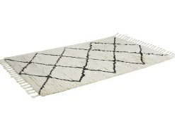 Tapete As Riscas 100% La - 160X230 Cm Bege E Preto Marcus