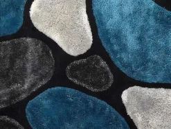 Tapete Com Pelo Pietra Turquesa E Cinzento - Poliester - 140 X 200 Cm