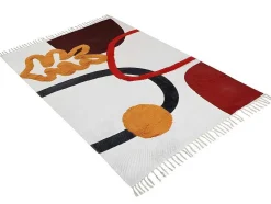 Tapete Com Relevos Em Algodao Estampado De 120 X 170 Cm Multicolor - Palmas