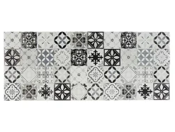 Tapete De Corredor Em Vinil Efeito Mosaico Hidraulico Mosai - 66X160 Cm - Preto E Branco