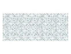 Tapete De Corredor Em Vinil Efeito Azulejo 66X160 Cm Azul E Branco - Princy