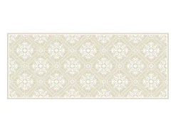 Tapete De Corredor Em Vinil Efeito Azulejo 66X160 Cm Bege E Branco - Majesti