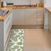 Tapete De Corredor Em Vinil Motivo Tropical 66X160 Cm Verde E Branco - Tropicala