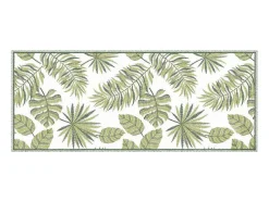Tapete De Corredor Em Vinil Motivo Tropical 66X160 Cm Verde E Branco - Tropicala