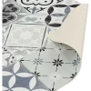 Tapete De Cozinha Em Vinil Efeito Mosaico Hidraulico Mosai - 49,5X83 Cm - Preto E Branco