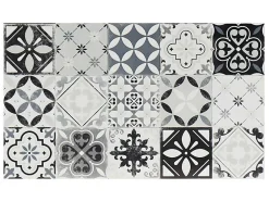 Tapete De Cozinha Em Vinil Efeito Mosaico Hidraulico Mosai - 49,5X83 Cm - Preto E Branco