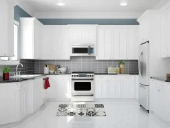 Tapete De Cozinha Em Vinil Efeito Mosaico Hidraulico Mosai - 49,5X83 Cm - Preto E Branco