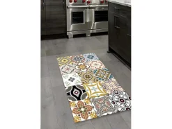Tapete De Cozinha Em Vinil Efeito Mosaico Hidraulico Rica - 49,5X83 Cm - Multicolor