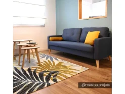 Tapete De Interior Ou De Exterior Etnico Motivos Folhas 150 X 200 Cm Verde - Vegeto